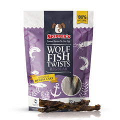 SKIPPERS Wolf Fish Skin Twists Dog Chews - 100% Fish Skin Grain Free Treats for Dogs High in Protein & Low in Fat Essential Omega 3 Oils | Great for Teeth (Regular 9 Oz)