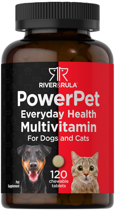 Horbäach Pet Multivitamins for Dogs & Cats | 120 Chewable Tablets | Health Support Supplement | Non-GMO Gluten Free | by River & RULA