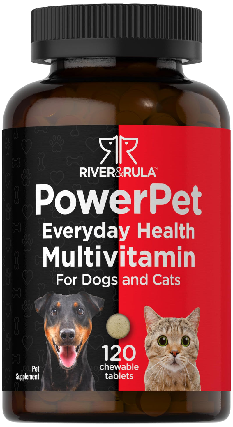 Horbäach Pet Multivitamins for Dogs & Cats | 120 Chewable Tablets | Health Support Supplement | Non-GMO Gluten Free | by River & RULA
