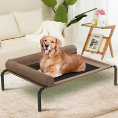 ROMROL Elevated Dog Bed Cooling Raised Dog Cots Beds for Large Dogs with Bolster Dog mat Breathable Mesh Chew Resistant Outdoor Dog Bed Proof Portable Pet Cot Medium