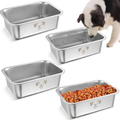 Stainless Steel 4 Pcs Large Water Bowls for Dogs Large Dog Food Bowls. Extra Large Dog Bowl Metal Pet Bowls Rust Resistant (0.85 Gallon)
