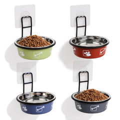 CATSKY 4PC Wall-Mount Multicolor Cat Bowls