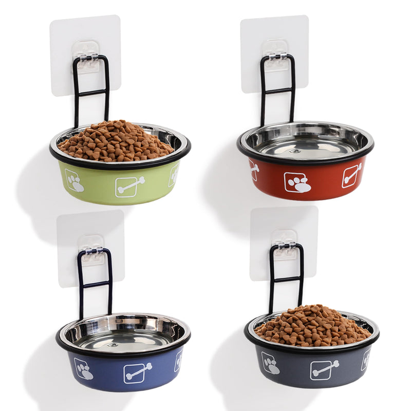 CATSKY 4PC Wall-Mount Multicolor Cat Bowls