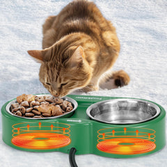 Heated Cat Bowl with Double Removable Stainless Steel Bowl  54 OZ