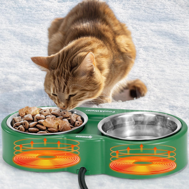 Heated Cat Bowl with Double Removable Stainless Steel Bowl  54 OZ